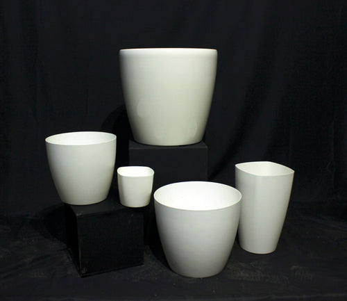 White Standard Cylindrical Tapered Decorative Pots