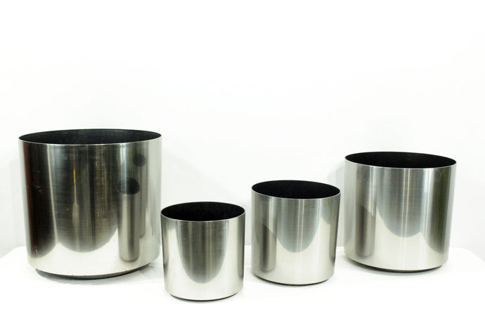 Brushed Aluminum (Silver) Standard Cylindrical Decorative Pots